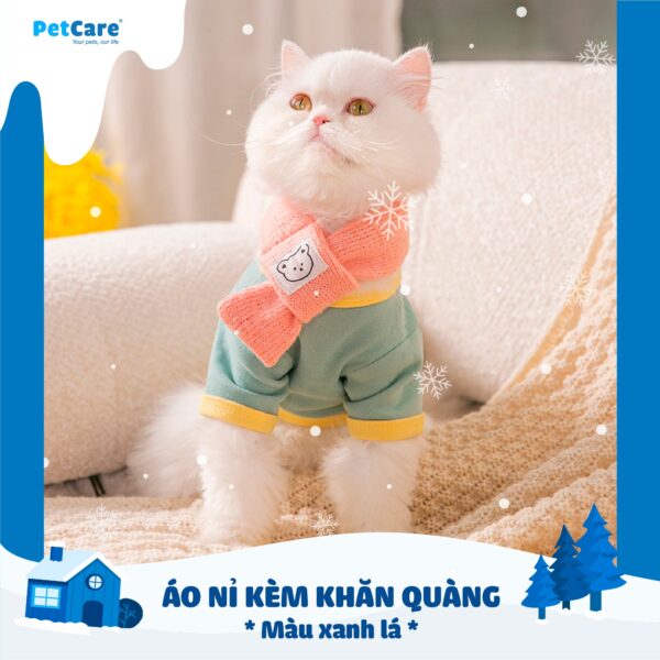Áo nỉ kèm khăn quàng màu xanh lá